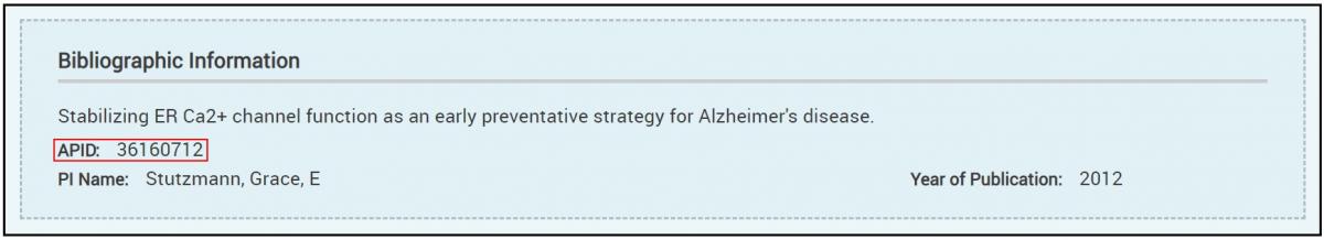 Published Study - APID or AlzPED ID assigned to each study